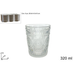INGROSSO CASALINGHI BICCHIERI VETRO 320ML DECOR. PZ.6 TRASP. 8034048691977 ACCESSORI CUCINA BICCHIERI PER CASA