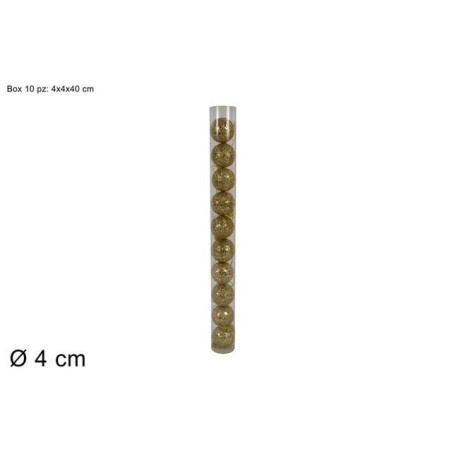PALLINE 4CM SET 10PZ GLITTER BOX ORO EAN 8033113635182 INGROSSO PALLINE DI NATALE E PUNTALI