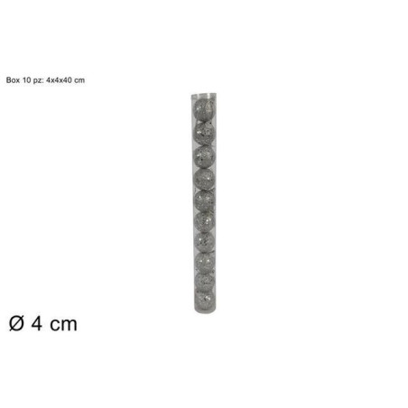 PALLINE 4CM SET 10PZ GLITTER BOX SILVER EAN 8033113635205 INGROSSO PALLINE DI NATALE E PUNTALI