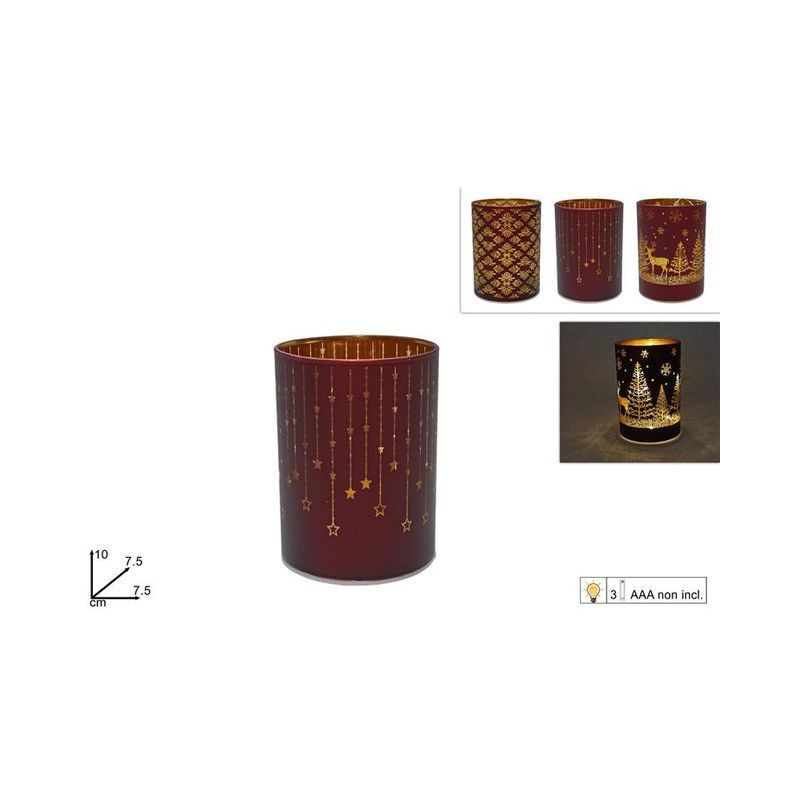 LAMPADA VETRO 7,5X10 BORDEAUX 3ASS EAN 8053482294346 INGROSSO CANDELE E LAMPADE NATALIZIE
