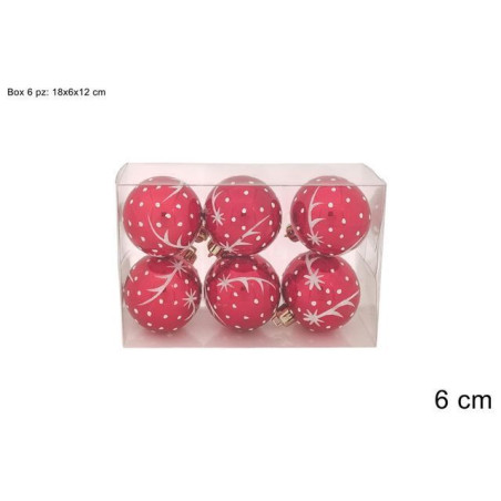 PALLE 6CM 6PZ ROSSO STELLA COMETA BIANCA EAN 8053482371122 INGROSSO PALLINE DI NATALE E PUNTALI