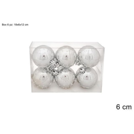 PALLE 6CM 6PZ SILVERCOMETA BIANCA BOX EAN 8053482371160 INGROSSO PALLINE DI NATALE E PUNTALI