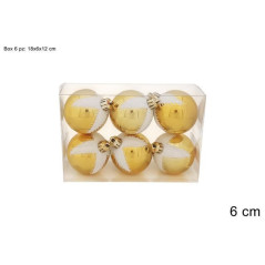 INGROSSO ARTICOLI DI NATALE PALLE 6CM 6PZ ORO FOGLIA GLITTER BIANCA 8053482371245 ARTICOLI NATALIZI PALLINE DI NATALE E PUNTALI