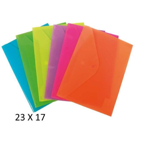 INGROSSO CARTOLERIA BUSTA C/BOTTONE A5 ASS. FLUO (6) 8051818017393 PORTA DOCUMENTI PORTA LISTINO BUSTE A BOTTONE BUSTE A BOTTONE