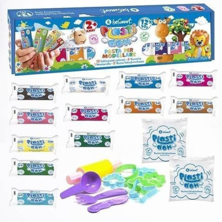 INGROSSO CARTOLERIA BOX PLASTI-DOH 12 COLORI X 50GR 8023650042536 PLASTILINA PASTA PER MODELLARE DIDO