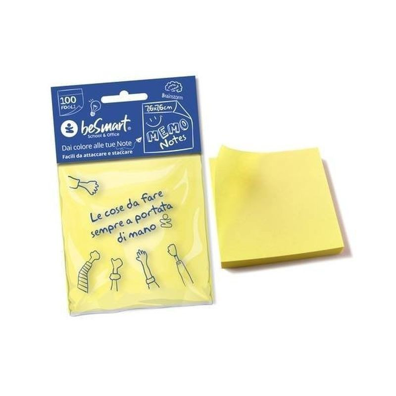 STICK NOTES 100FF 7,6 X 7,6 CM GIALLO EAN 8023650068161 INGROSSO ETICHETTE LABEL POSTIT