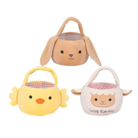 INGROSSO ARTICOLI DI PASQUA PELUCHE CESTINO ANIMALI 3 ASS D16xH12CM 8009549290486 ARTICOLI PASQUALI CESTI PASQUA