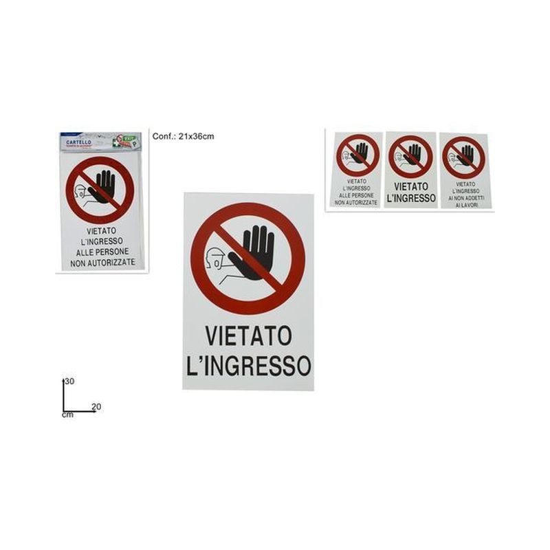 CARTELLO DIVIETO DI ACCESSO 6ASS EAN 8034048400173 INGROSSO ACCESSORI UFFICIO