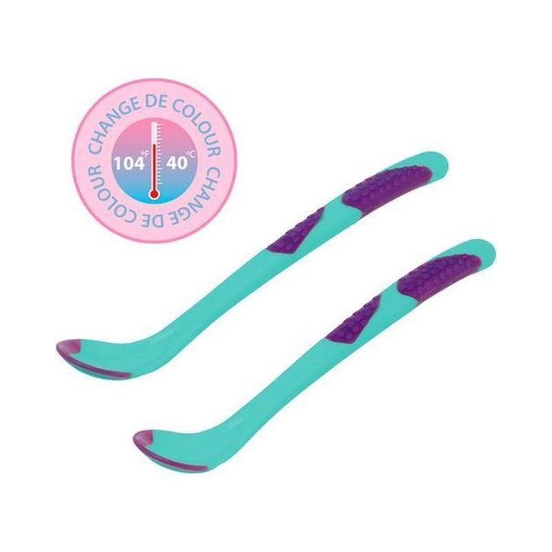SET 2 CUCCHIAI SILICONE C/SENSORE CALORE EAN 3662332013980 INGROSSO ARTICOLI PER LA PAPPA