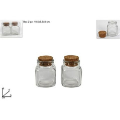INGROSSO CASALINGHI VASETTI QUADRATI TAPPO SUGHERO 8CM 2PZ 8034048533741 ACCESSORI CUCINA BARATTOLI E ARBANELLE