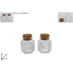 INGROSSO CASALINGHI VASETTI ESAGONALI TAPPO SUGHERO 8CM 2PZ 8034048533758 ACCESSORI CUCINA BARATTOLI E ARBANELLE