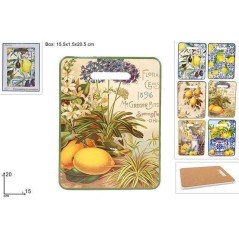 TAGLIERE BASE SUGHERO 15X20 DEC. LIMONI EAN 8034048665411 INGROSSO ACCESSORI CUCINA