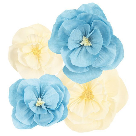 FIORI DEC. CARTA AZZ./AVORIO CM25X35 4PZ EAN 8010052407551 INGROSSO ACCESSORI PARTY