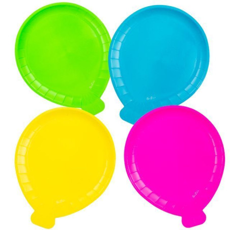 PIATTI BALLON PARTY FLUO ASS CM20X24 8PZ EAN 8010052640255 INGROSSO PIATTI PER PARTY