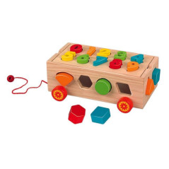 GIOCO LEGNO VAGONCINO TRAINO C/12 INSERT EAN 8004817111647 INGROSSO GIOCHI IN LEGNO