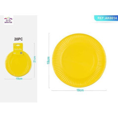 PIATTI CM.18 PZ.20 MONOCOLORE GIALLO EAN 8058617518144 INGROSSO PIATTI PER PARTY