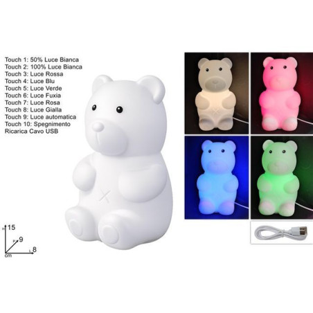 LAMPADA ORSO SILICONE RICARICABILE EAN 8034048708385 INGROSSO ACCESSORI PRIMA INFANZIA