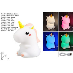 LAMPADA UNICORNO SILICONE RICARICABILE EAN 8034048708378 INGROSSO ACCESSORI PRIMA INFANZIA