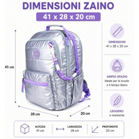 ZAINO SOFTLY SILVER 41X28X20CM EAN 8023650059541 INGROSSO ZAINI SCUOLA