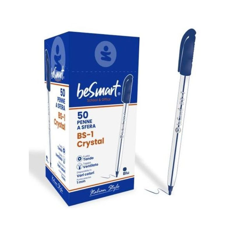 PENNE BS1-CRYSTAL BLU 50PZ EAN 8051818060276 INGROSSO PENNE PER LA SCUOLA PENNE BS1-CRYSTAL BLU 50PZ EAN 8051818060276 INGROSSO PENNE PER LA SCUOLA