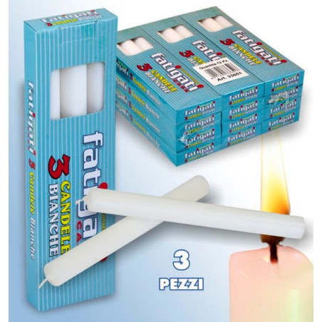 CANDELE BIANCHE 3 PZ. EAN 8011690336517 INGROSSO CANDELE PER LA CASA