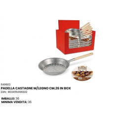 PADELLA CASTAGNE MANICO LEGNO 26CM EAN 8034116496022 INGROSSO PENTOLE E TEGLIE