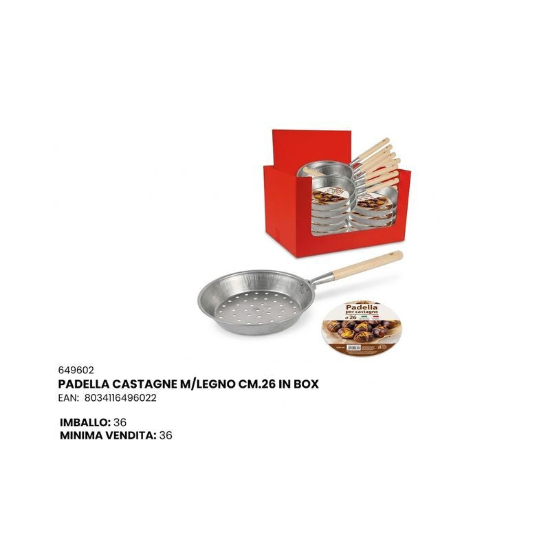 PADELLA CASTAGNE MANICO LEGNO 26CM EAN 8034116496022 INGROSSO PENTOLE E TEGLIE PADELLA CASTAGNE MANICO LEGNO 26CM EAN 8034116496022 INGROSSO PENTOLE E TEGLIE