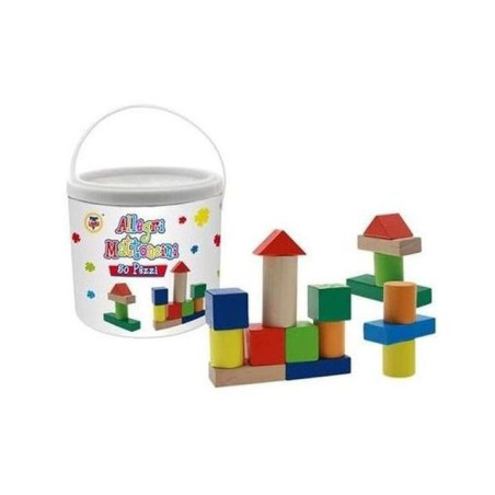 ALLEGRI MATTONCINI IN LEGNO 50 PZ EAN 8017967402060 INGROSSO GIOCHI IN LEGNO
