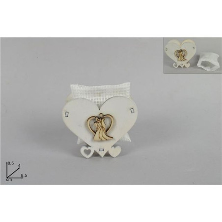 CUORE LEGNO C/SACCHETTO RICORDO EAN 8034048412763 INGROSSO BOMBONIERE