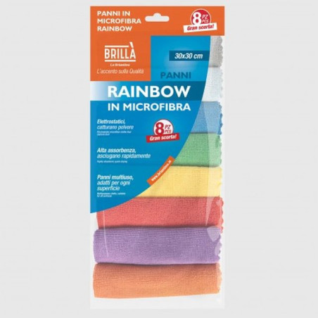 PANNI MICROFIBRA RAINBOW 30X30 8PZ EAN 8000061097263 INGROSSO PANNI STROFINACCI