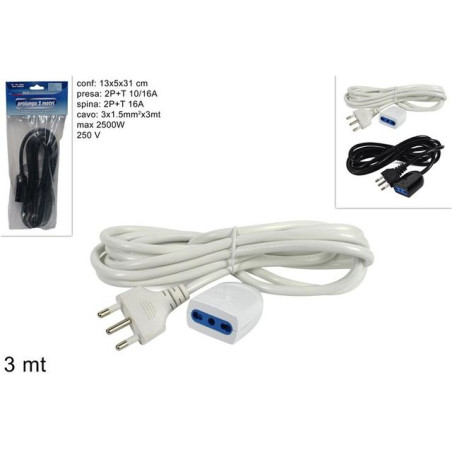 PROLUNGA 3 METRI SPINA BIPASSO 16A/PRESA EAN 8034048214398 INGROSSO CIABATTE ELETTRICHE