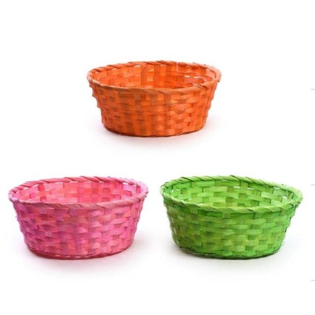CESTINO IN BAMBU D.24XH.9CM COLORI ASS EAN 8056001204611 INGROSSO CESTI PER LA CASA