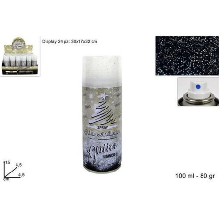 BOMBOLETTA GLITTER BIANCO100ML ( 80GR)XF EAN 8033113942396 INGROSSO BOMBOLETTE SPRAY NATALIZIE