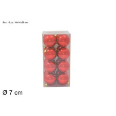 BOX 16 PALLE 7 CM LUCIDE ROSSO EAN 8033113217180 INGROSSO PALLINE DI NATALE E PUNTALI