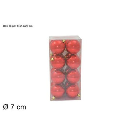 BOX 16 PALLE 7 CM LUCIDE ROSSO EAN 8033113217180 INGROSSO PALLINE DI NATALE E PUNTALI