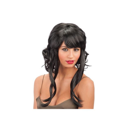 PARRUCCA NERA LUNGA MOSSA C/FRANGIA IN B EAN 8004761028800 INGROSSO PARRUCCHE DI HALLOWEEN