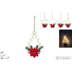 APPENDINO NATALIZIO ORO C/FIORE LUCE 4AS EAN 8053482378909 INGROSSO APPENDINI NATALIZI