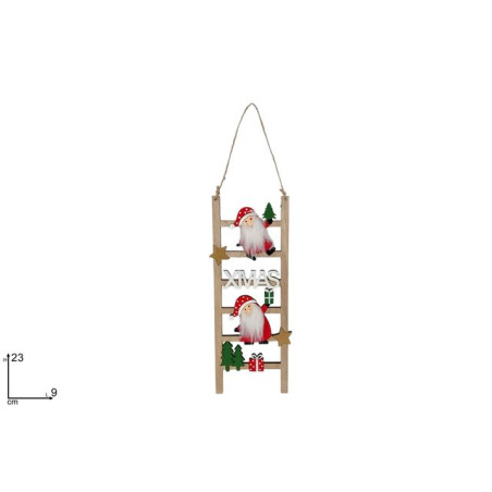 APPENDINO SCALETTA LEGNO C/BABBO NATALE EAN 8053482439211 INGROSSO APPENDINI NATALIZI