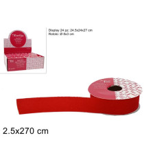 NASTRO VELLUTO ROSSO 2,5X270CM. EAN 8033113557774 INGROSSO NASTRI NATALIZI PER ADDOBBO