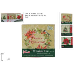 TOVAGLIOLI 2 VELI 33X33CM 20PZ NATALIZIO EAN 8053482321028 INGROSSO TOVAGLIOLI NATALIZI