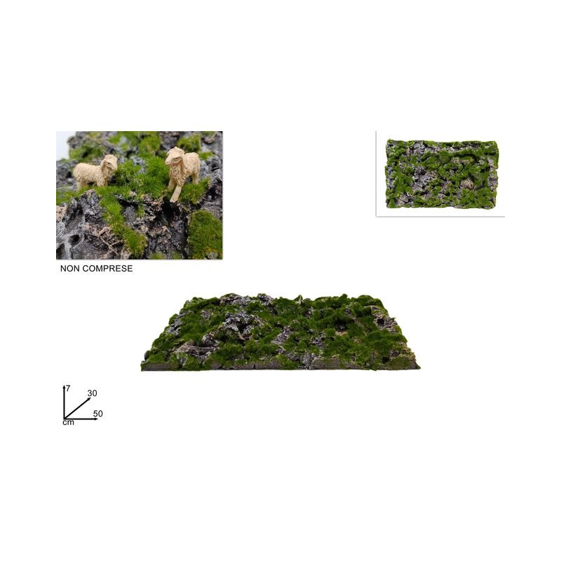 MATTONELLA ROCCIA 50X30 CM C/MUSCHIO EAN 8053482233413 INGROSSO ACCESSORI PER IL PRESEPE