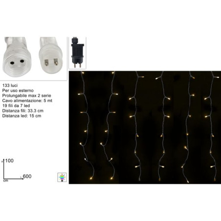 TENDA FLASH 133LED 6X1M PROLUN. BIANCO EAN 8053482396095 INGROSSO LUCI NATALIZIE