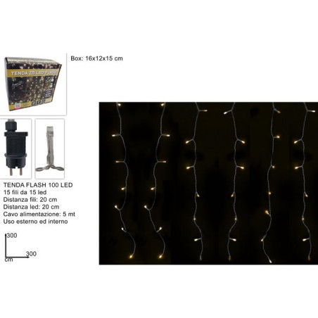TENDA FLASH 225LED 3X3M BIANCO CALDO EAN 8053482316765 INGROSSO LUCI NATALIZIE
