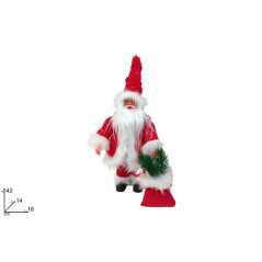BABBO NATALE 42CM C/VESTITO IN PELLICCIA EAN 8053482446264 INGROSSO PUPAZZI E GNOMI NATALIZI