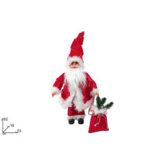 BABBO NATALE 62CM C/VESTITO IN PELLICCIA EAN 8053482446431 INGROSSO PUPAZZI E GNOMI NATALIZI