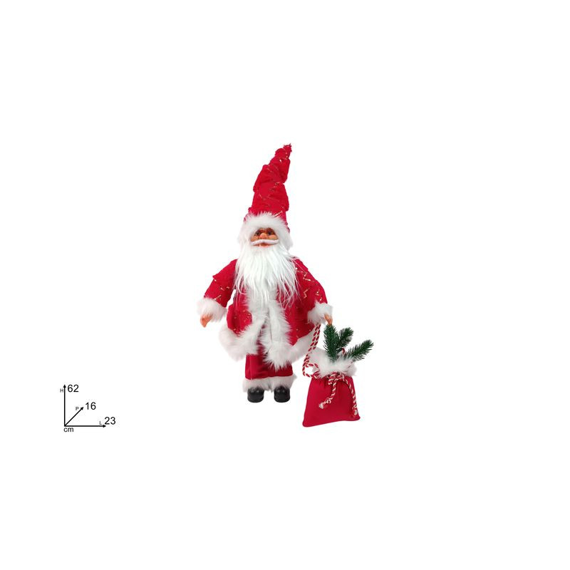 BABBO NATALE 62CM C/VESTITO IN PELLICCIA EAN 8053482446431 INGROSSO PUPAZZI E GNOMI NATALIZI