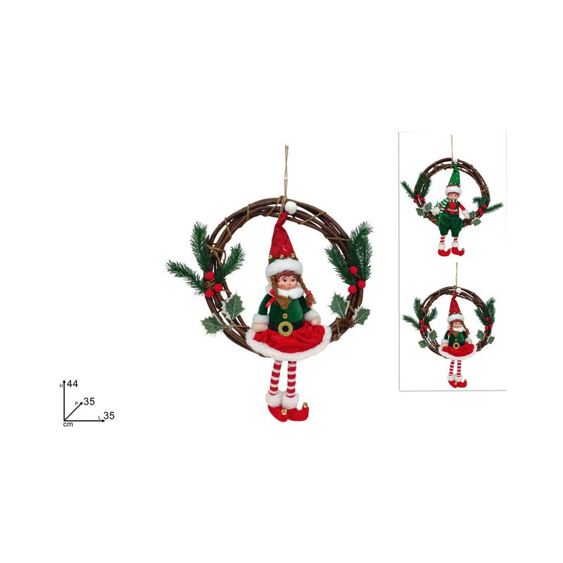DIETROPORTA 35CM C/ELFO 2 COL ASS. EAN 8053482460215 INGROSSO OGGETTISTICA NATALIZIA