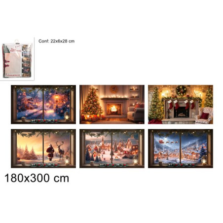 SCENARIO NATALE TESSUTO 180X300CM 6ASS. EAN 8053482479064 INGROSSO OGGETTISTICA NATALIZIA
