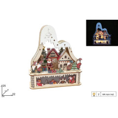 SCENARIO NATALIZIO C/CASE LEGNO E LUCE EAN 8053482448428 INGROSSO OGGETTISTICA NATALIZIA