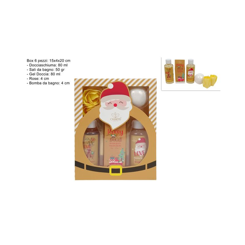 SET DA BAGNO 4PZ CONF. REG. BABBO N. ORO EAN 8053482402178 INGROSSO OGGETTISTICA NATALIZIA